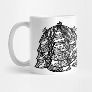 Fir trees in black ink Mug